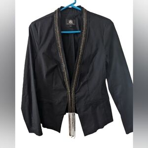 Rock & Republic Black Rhinestone Embroidered Blazer/Jacket